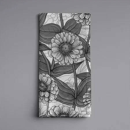 Zinnias, monochome on white Customized Full Print Cloth Napkin