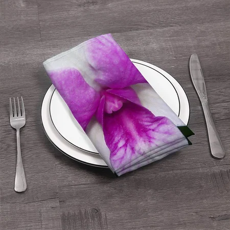 Beautiful Purple and White Orchid Customized Full Print Cloth Napkin