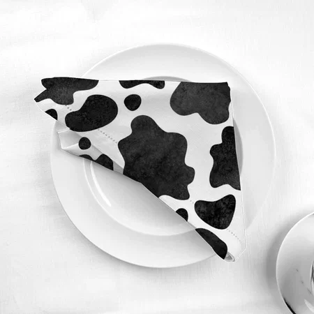 Cow Spots Pattern Black and White Animal Print Customized Full Print Cloth Napkin