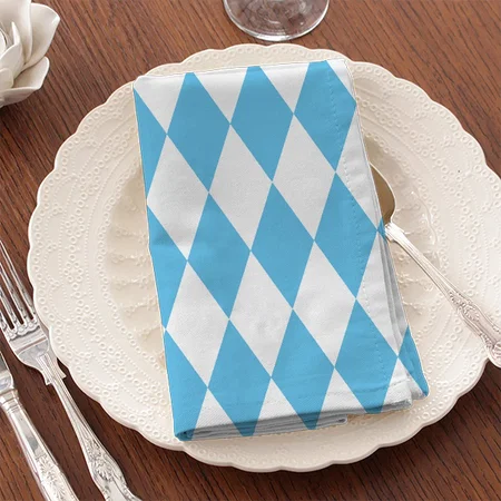 Blue and White Bavaria Rhombus Flag Pattern Customized Full Print Cloth Napkin