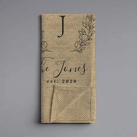 Monogram Personalized Elegant Rustic Family Name Customized Full Print Cloth Napkin