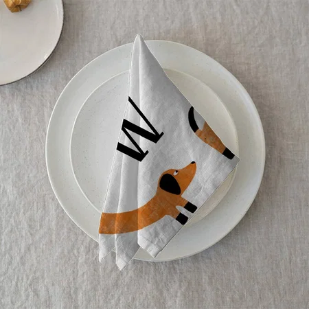 Funny Dachshund Sausage Dog Monogram Customized Full Print Cloth Napkin