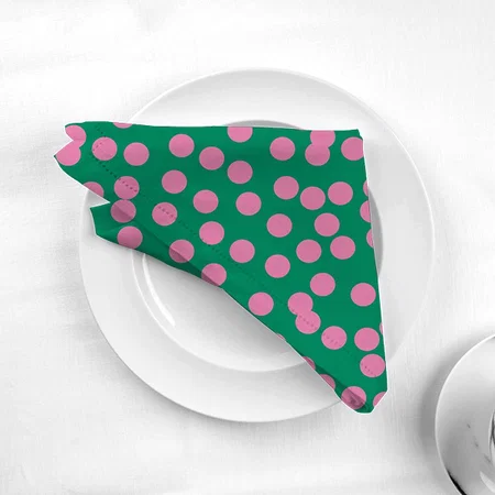 Cute Pink and Green Dots and Spots Pattern Customized Full Print Cloth Napkin