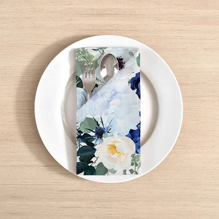 Ranunculus Anemone Hydrangea Rose White Customized Full Print Cloth Napkin