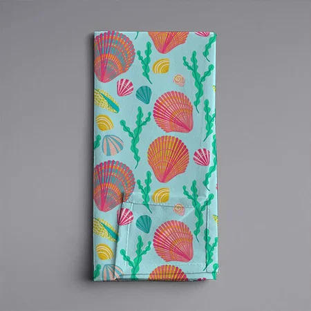 Bright Seashells and Seaweed Pattern Customized Full Print Cloth Napkin