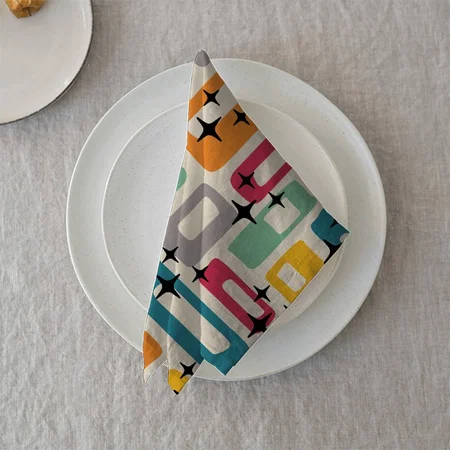 Retro Mid Century Modern Customized Full Print Cloth Napkin