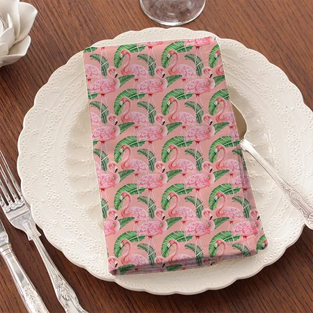 Flamingo Tropical Palms Print Customized Full Print Cloth Napkin