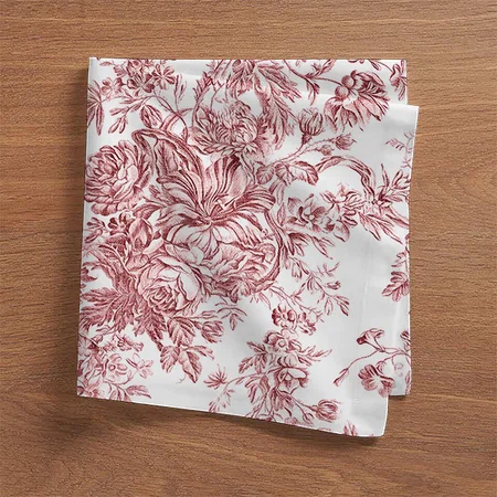 Elegant Vintage French Engraved Floral Toile-Pink Customized Full Print Cloth Napkin