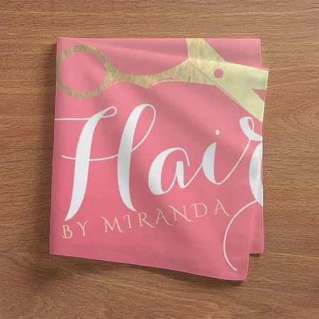 Hairstylist Makeup Salon Modern Pink Gold Scissors Customized Full Print Cloth Napkin