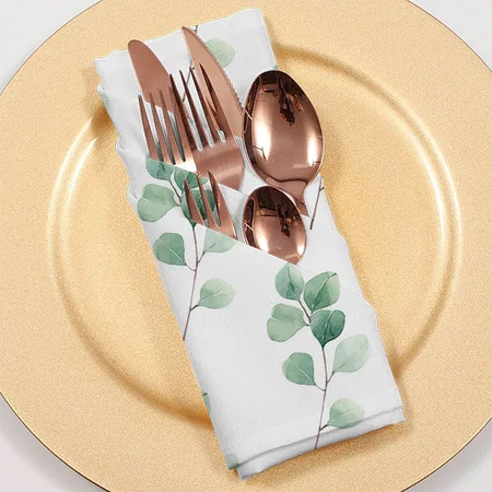 Modern Watercolor Eucalyptus Green Pattern Customized Full Print Cloth Napkin
