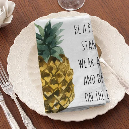 Modern Watercolor Pineapple & Positive Funny Quote Customized Full Print Cloth Napkin