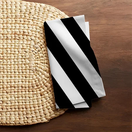 Simple Black and White Stripes Customized Full Print Cloth Napkin