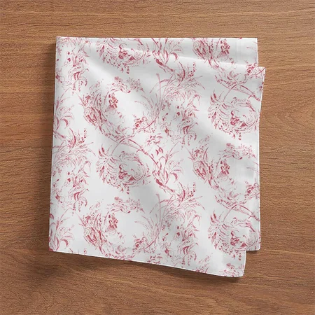 Vintage Engraved French Floral Fantasy Toile-Pink Customized Full Print Cloth Napkin