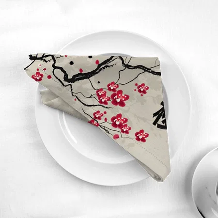 Oriental Style Sakura Cherry Blossom Art Customized Full Print Cloth Napkin