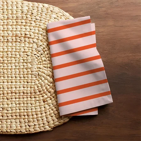Pink and Orange Stripe Pattern Customized Full Print Cloth Napkin