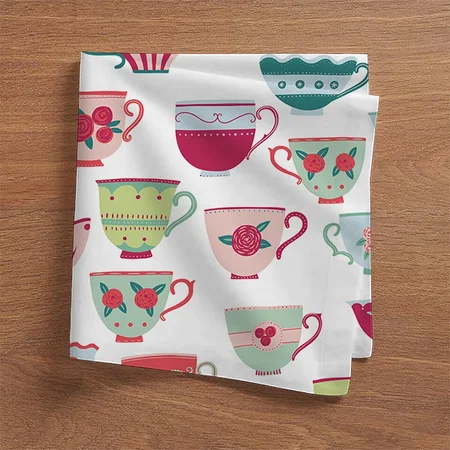 Tea Cup Pattern Customized Full Print Cloth Napkin