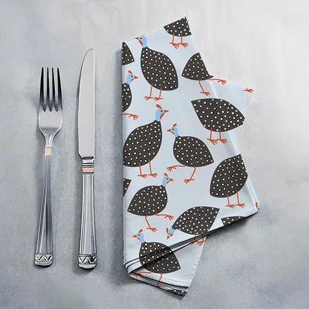 Guinea Fowl Bird Pattern Customized Full Print Cloth Napkin