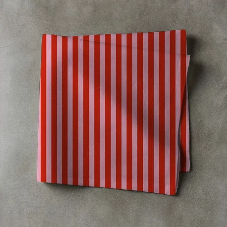 Red Pink Stripes Retro Customized Full Print Cloth Napkin
