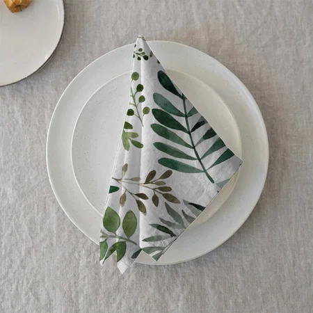 Botanical Greenery Leaves Watercolor Customized Full Print Cloth Napkin
