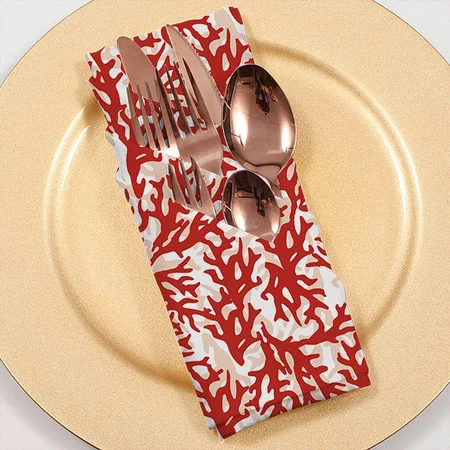 Red Coral Pattern Customized Full Print Cloth Napkin