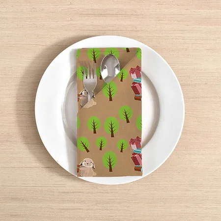 Little Furry Rabbit Carries Gifts Pattern Customized Full Print Cloth Napkin
