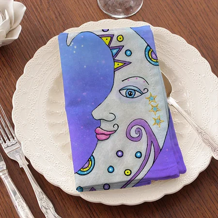 Fantasy Crescent Moon Colorful Decorations Face Customized Full Print Cloth Napkin