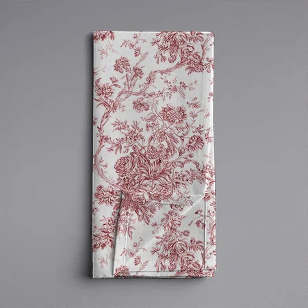 Elegant Vintage French Engraved Floral Toile-Pink Customized Full Print Cloth Napkin