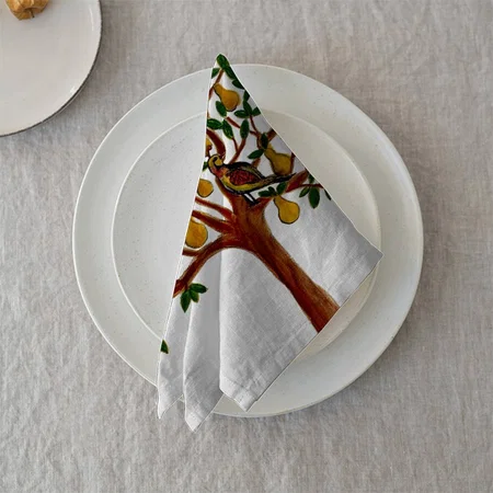Partridge 2 in a Pear Tree Customized Full Print Cloth Napkin