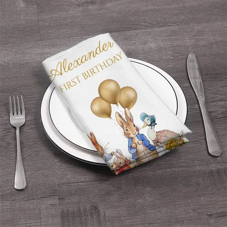 1st Birthday Peter And Josephine Bunny Customized Full Print Cloth Napkin