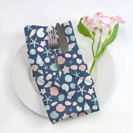 Seashells Pattern  Customized Full Print Cloth Napkin
