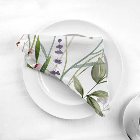 Watercolor Colorful Wildflower Meadow Customized Full Print Cloth Napkin