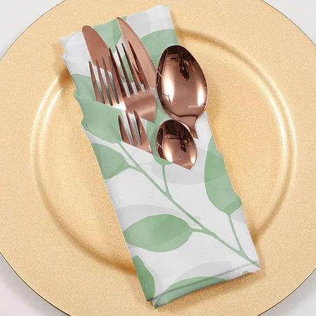Sage Green Watercolor Leaves Customized Full Print Cloth Napkin