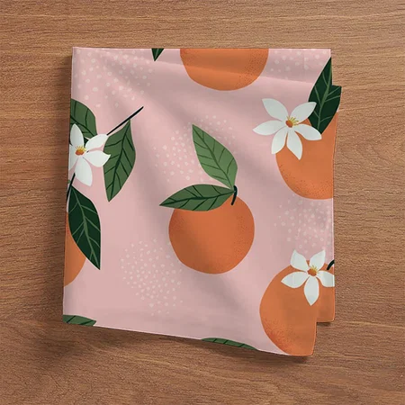 Peach Orange Juice Pattern Customized Full Print Cloth Napkin