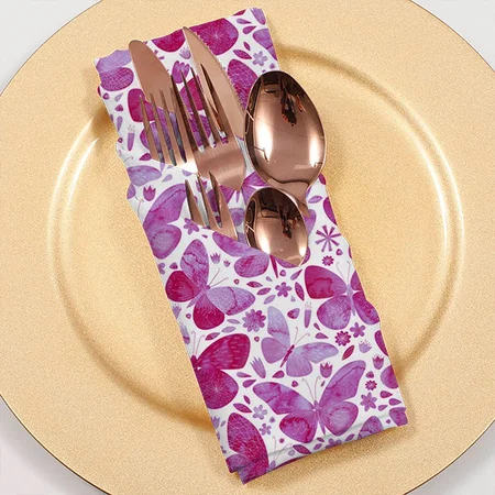 Butterfly Watercolor Magenta Pink Customized Full Print Cloth Napkin
