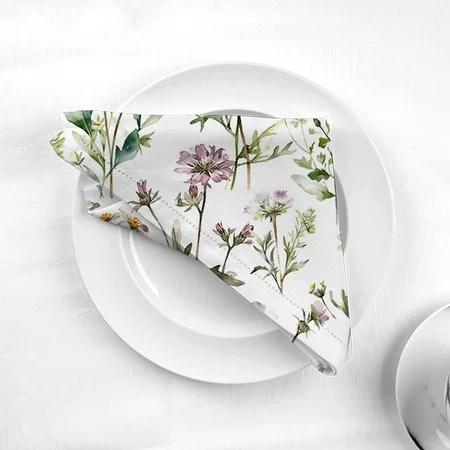 Meadow Wild Flower Delicate Pattern Customized Full Print Cloth Napkin