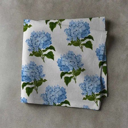 Blue and White Hydrangea Bloom Pattern Customized Full Print Cloth Napkin