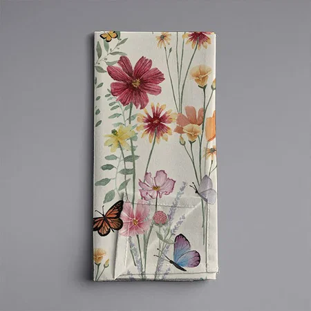 Watercolor Wildflowers Spring Summer Meadow Customized Full Print Cloth Napkin