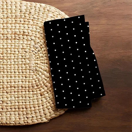 Classic Black White Polka Dots Pattern Customized Full Print Cloth Napkin
