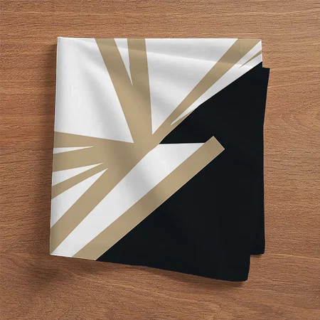 Modern Black White Gold Abstract Customized Full Print Cloth Napkin