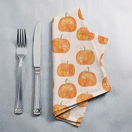 Pumpkin Watercolor Pattern Customized Full Print Cloth Napkin