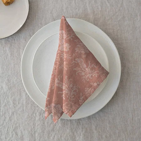 Elegant Romantic Chic Floral Damask-Peach Customized Full Print Cloth Napkin