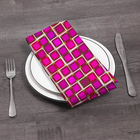 Abstract Pink Squares Pattern Customized Full Print Cloth Napkin