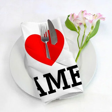 I Heart Name Customized Full Print Cloth Napkin
