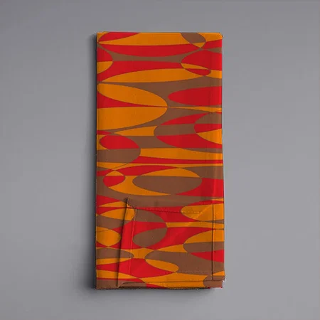 Orange, Red and Brown Elliptical Customized Full Print Cloth Napkin
