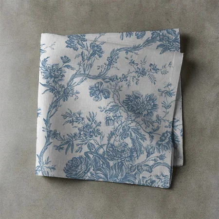 French Blue Toile de Jouy Customized Full Print Cloth Napkin