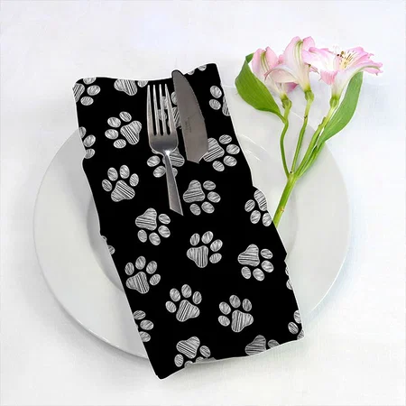 Doodle Paws, Dog Paws, White Paws Customized Full Print Cloth Napkin