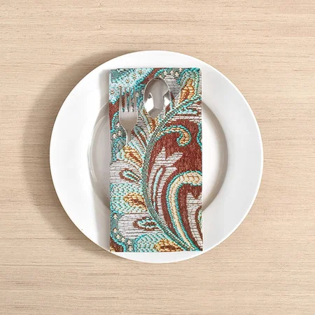 Pretty Elegant Aqua Brown Paisley Customized Full Print Cloth Napkin