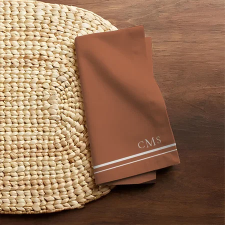 Modern White Monogram Terracotta Customized Full Print Cloth Napkin