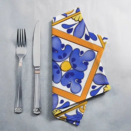 Sicilian style, Majolica, Summer, Colourful Pattern Customized Full Print Cloth Napkin
