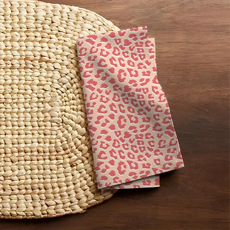 Coral White Leopard Print Customized Full Print Cloth Napkin